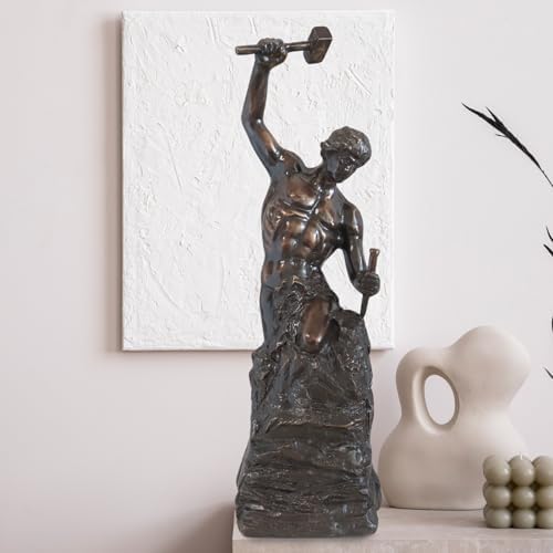 Bronze Self Made Man Sculpture to Upgrade Your Decor - Our Handcrafted 18.5'' Height Bronze Figure Statue is Perfect for Any Home or Office