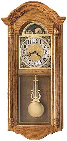 Howard Miller Mason II Wall Clock, Crystal Glass Golden Pendulum Wall Clocks, Analog Display Ave Maria Chime Movement Perfect for Living Room & Home Decor, Home Shape Portable Clock