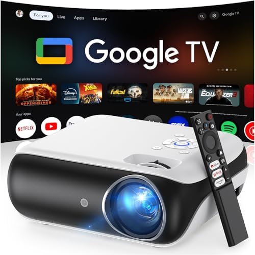 Official Licensed Google TV Smart Projector, HAPPRUN 4K UHD Home Theater with Dolby Sound