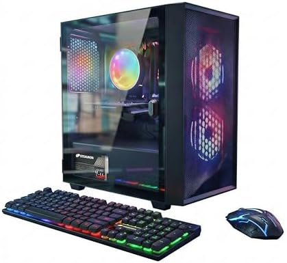 Alt Text for image 1: STGAubron Gaming PC Desktop with vibrant RGB fans and sleek design