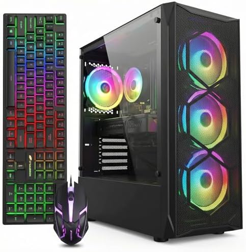 Gaming PC with RGB lighting and powerful components
