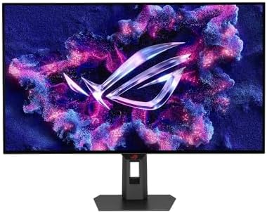 Alt Text for image 1: ASUS ROG Strix 32” 4K OLED Gaming Monitor displaying vibrant game graphics