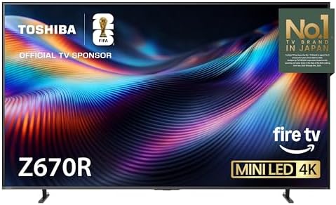 Alt Text for image 1: Toshiba 75" Z670 Series Mini-LED 4K UHD Smart Fire TV showcasing vivid colors
